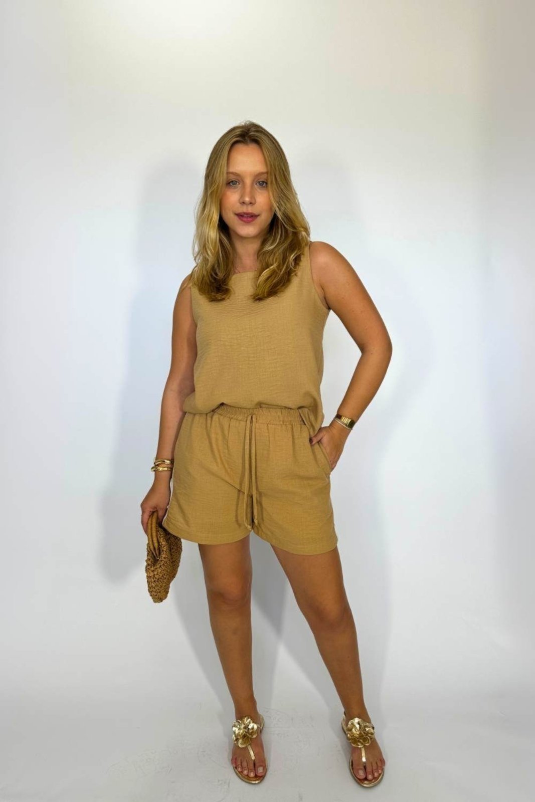 Vista 3 Short Vanibele Alfaiataria Track Camelo caramelo/off-white caramelo/off-white