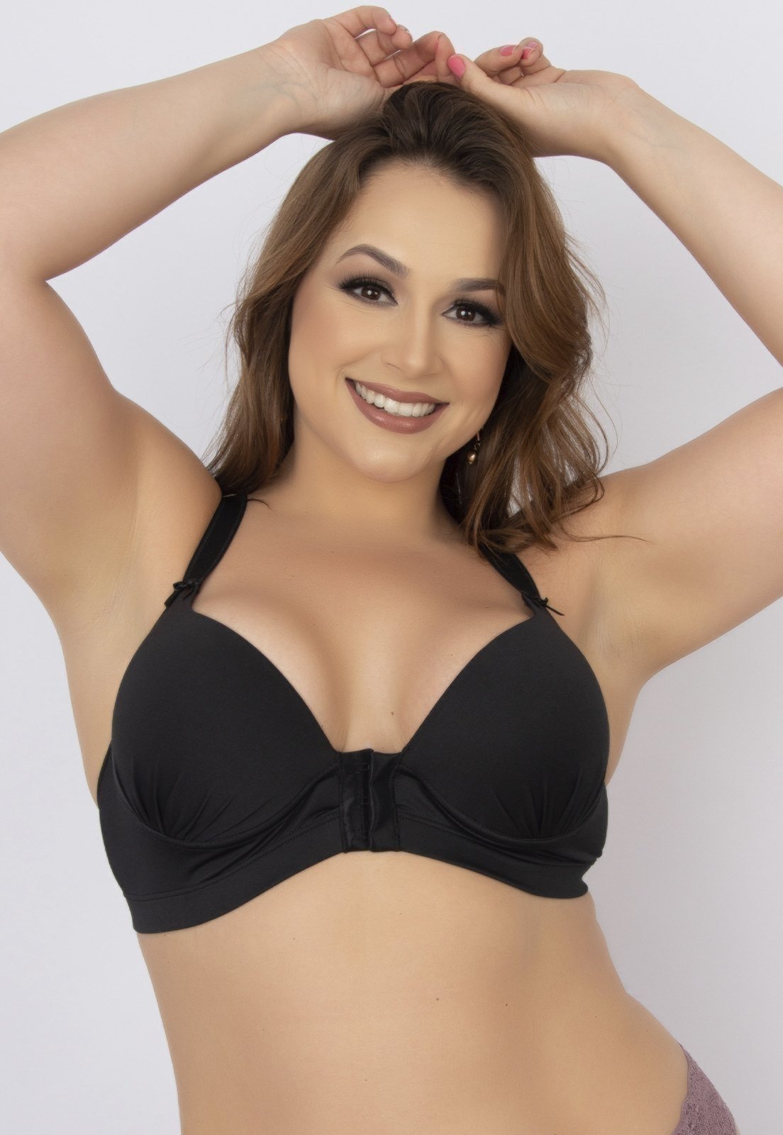 Vista 3 Soutien Feminino Lingerie WLS Modas Bojo Reforçado Nadador preto WLS Modas preto