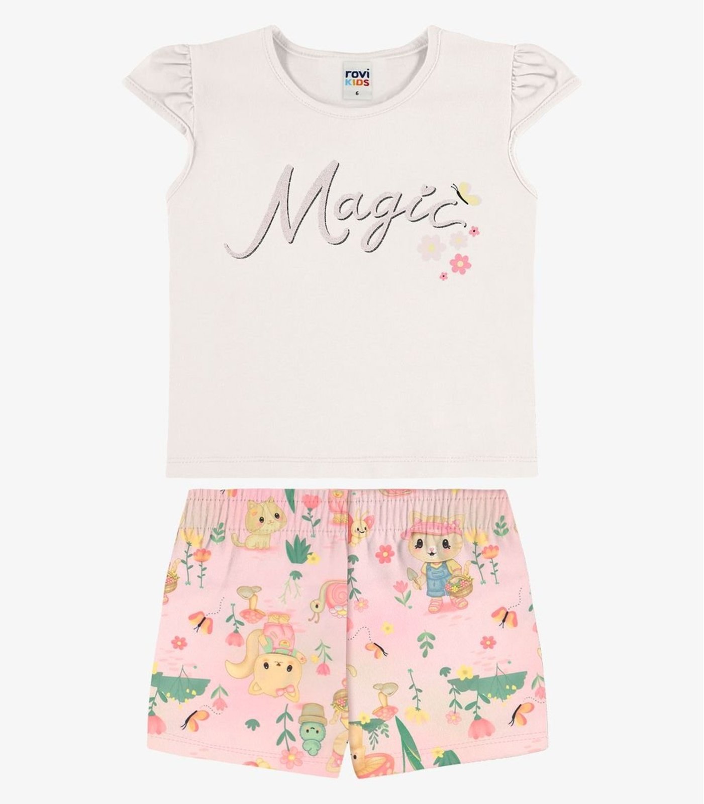 Infantil - Conjunto Blusa Com Shorts Rovi Bege