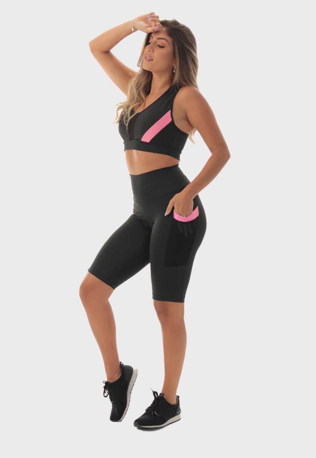Conjunto Fitness Fristyle Bermuda E Top Academia