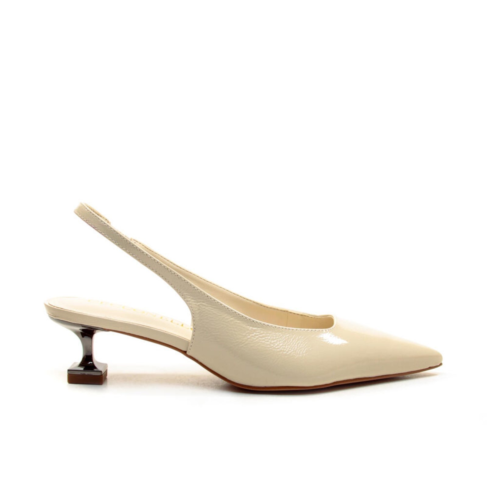 Slingback Couro Off White Salto Baixo Cecconello 2393002-21