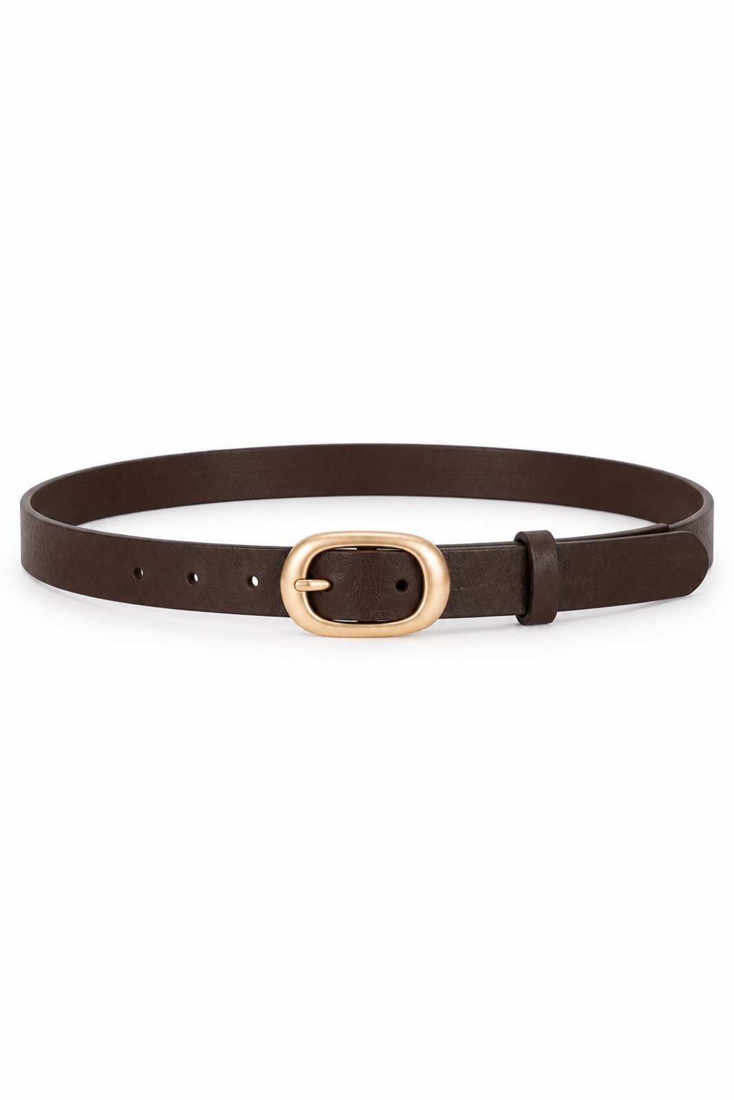 Cinto Fivela Curva Oval Dourada D Bell Outelet Fashion Marrom