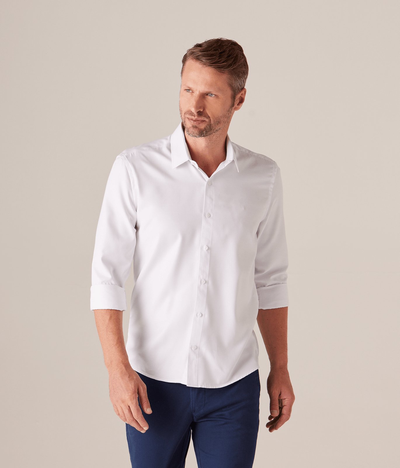 Camisa Business Mk Bordado Masculina Branca