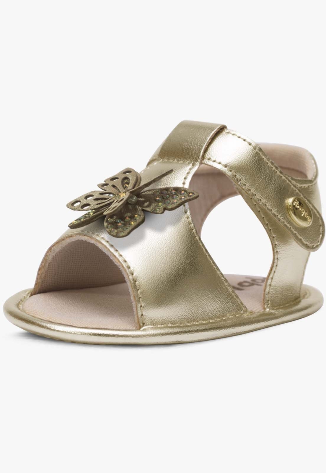 Infantil – Sandalia Casual Pópidi Menina Recem Nascido Borboleta Dourado