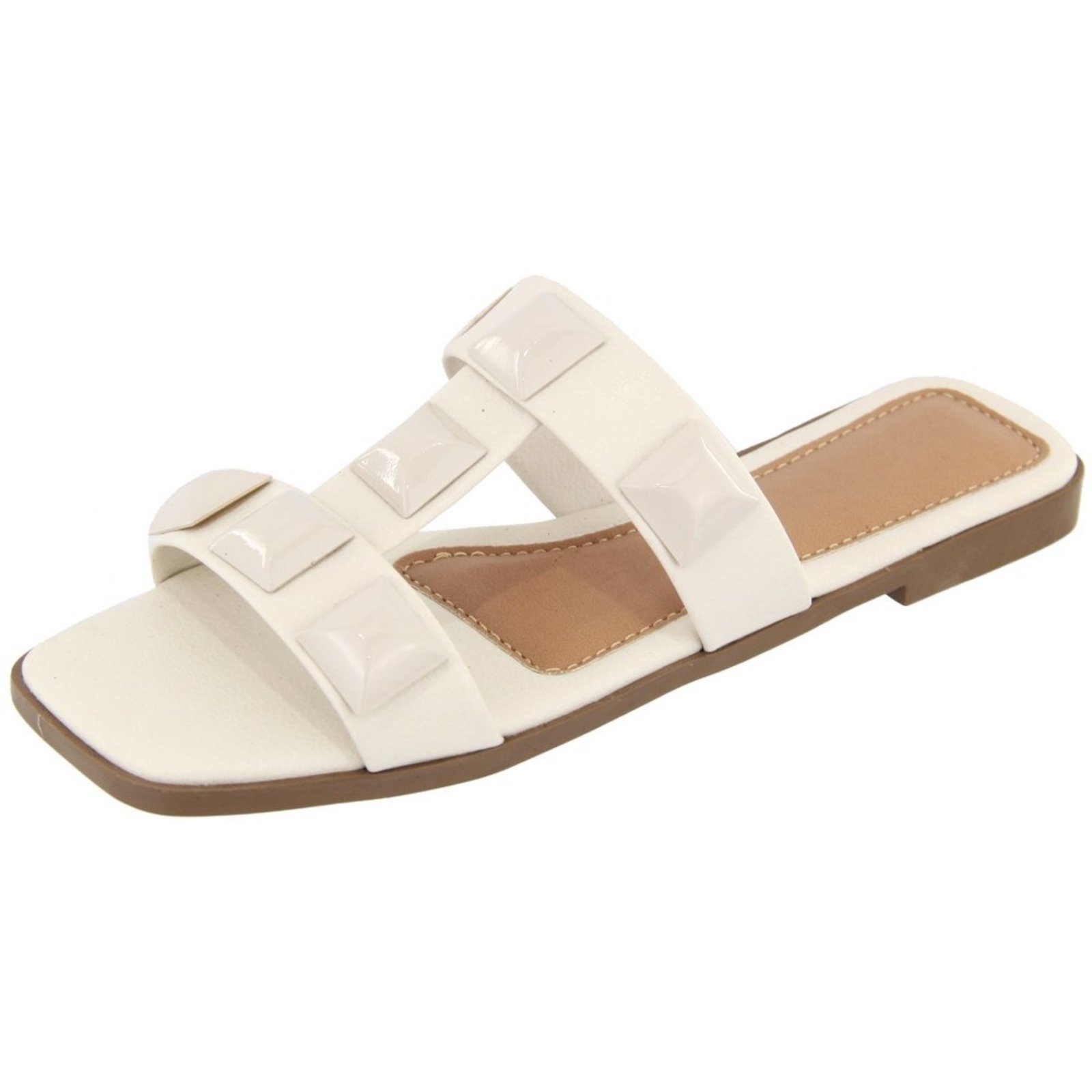 Rasteira Sandália Pedra Flat Off White Kuento Shoes