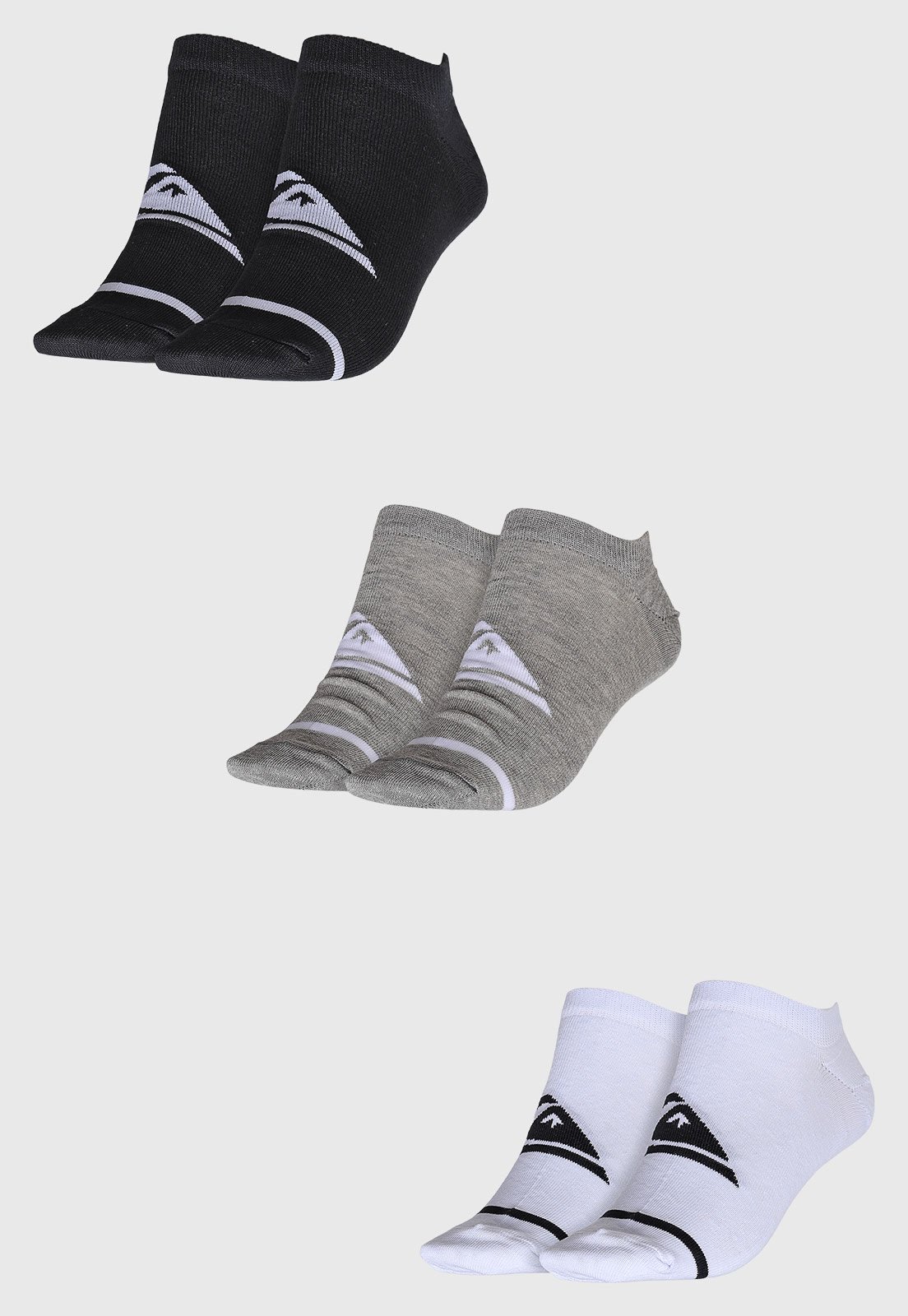 Kit Meia Quiksilver Cano Baixo Logo Preta