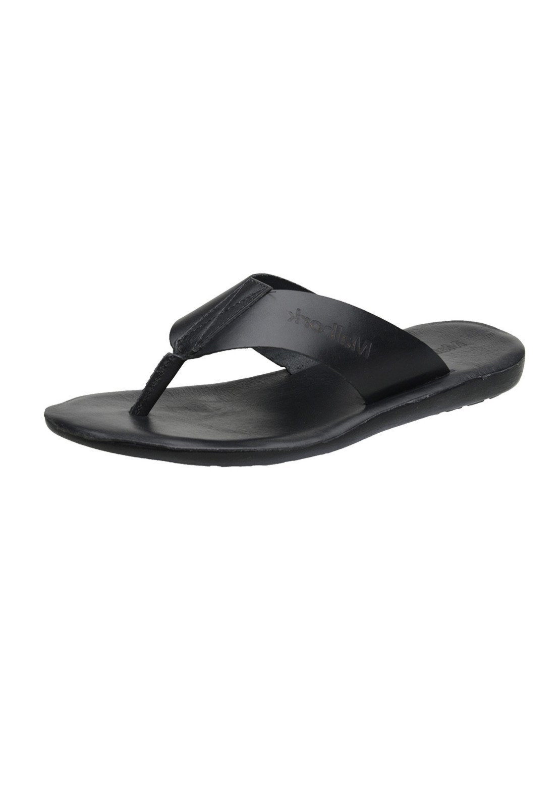 Chinelo Conforto Malbork Couro Preto Palmilha De Couro 305 Preto