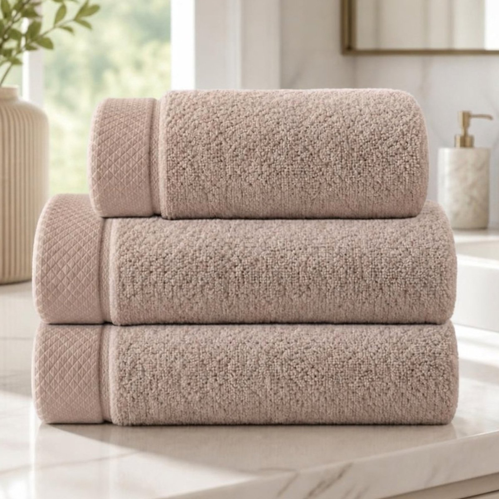 Jogo 3 Toalha Banho Rosto Kacyumara Algodão Macia Alta Absorção Star Cotton Rosa