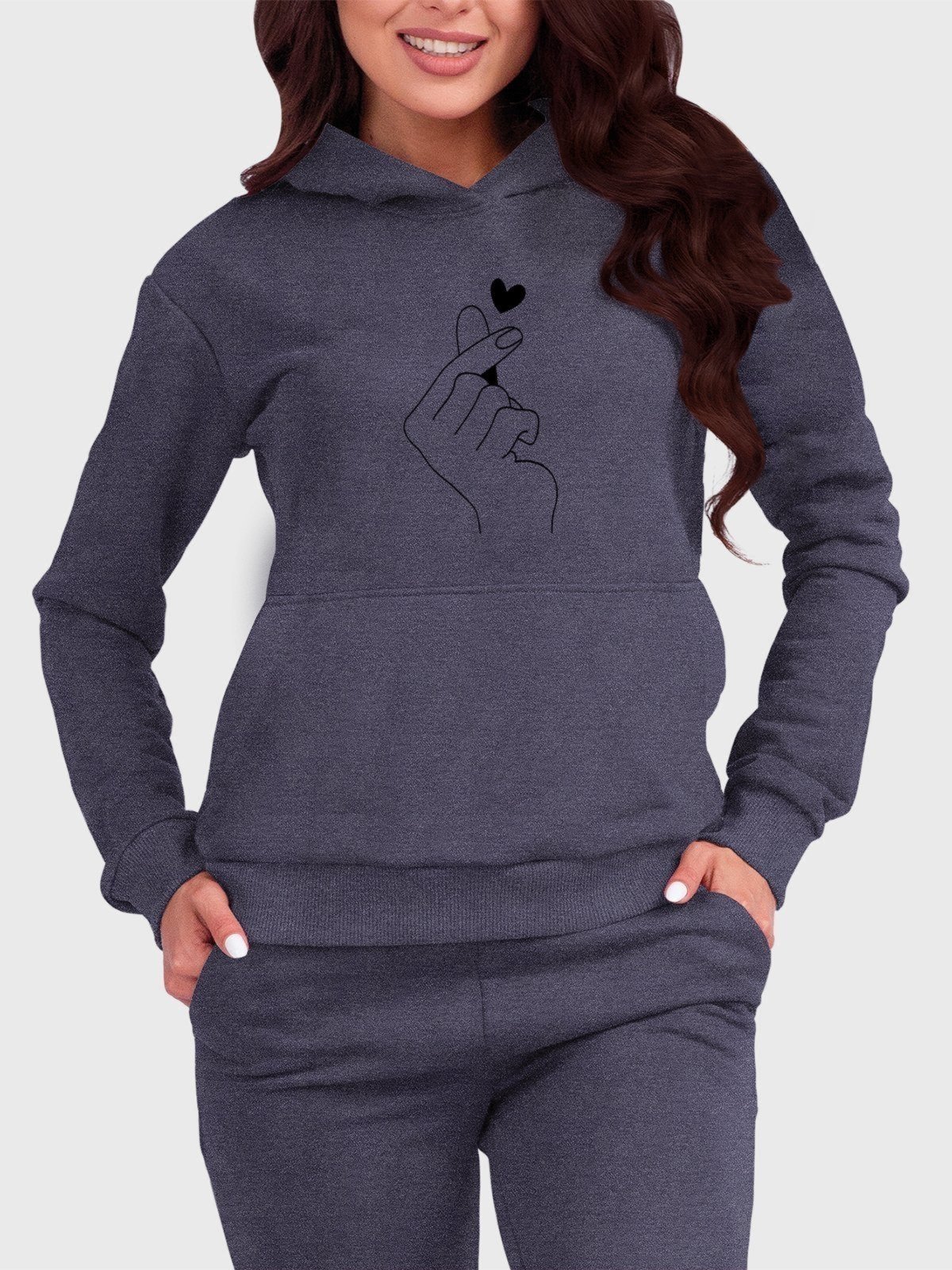 Vista 2 Blusa de Frio Moletom Feminino Canguru ão Coreana Benellys Chumbo grafite Benellys grafite