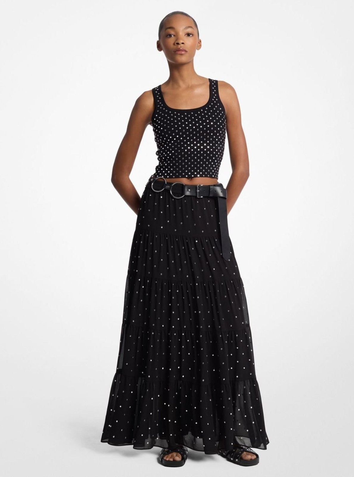 Vista 2 Regata Tachas Cropped Ms5615y5zv001 Michael Kors preto Michael Kors preto