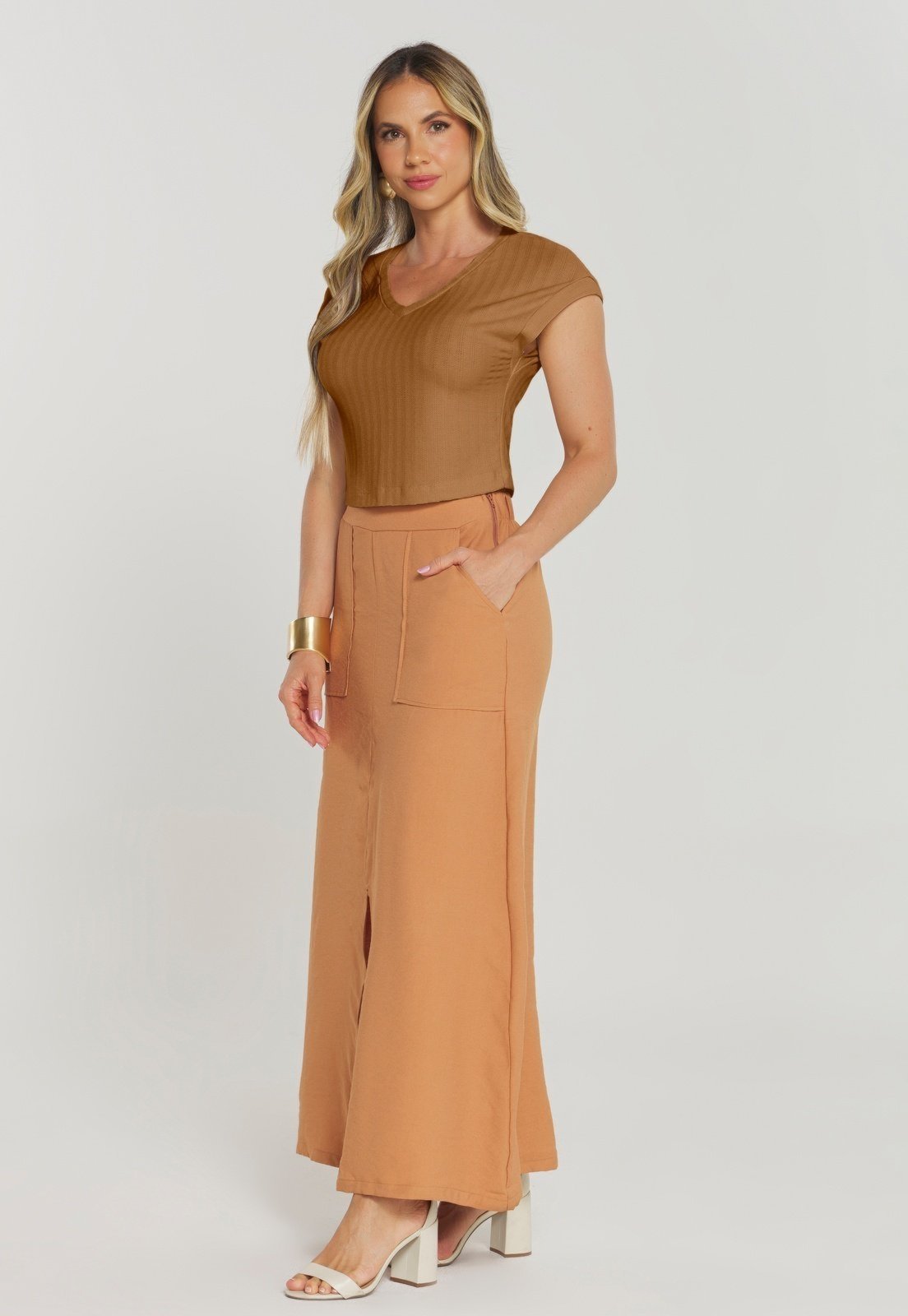 Blusa Rudély Textura Caramelo