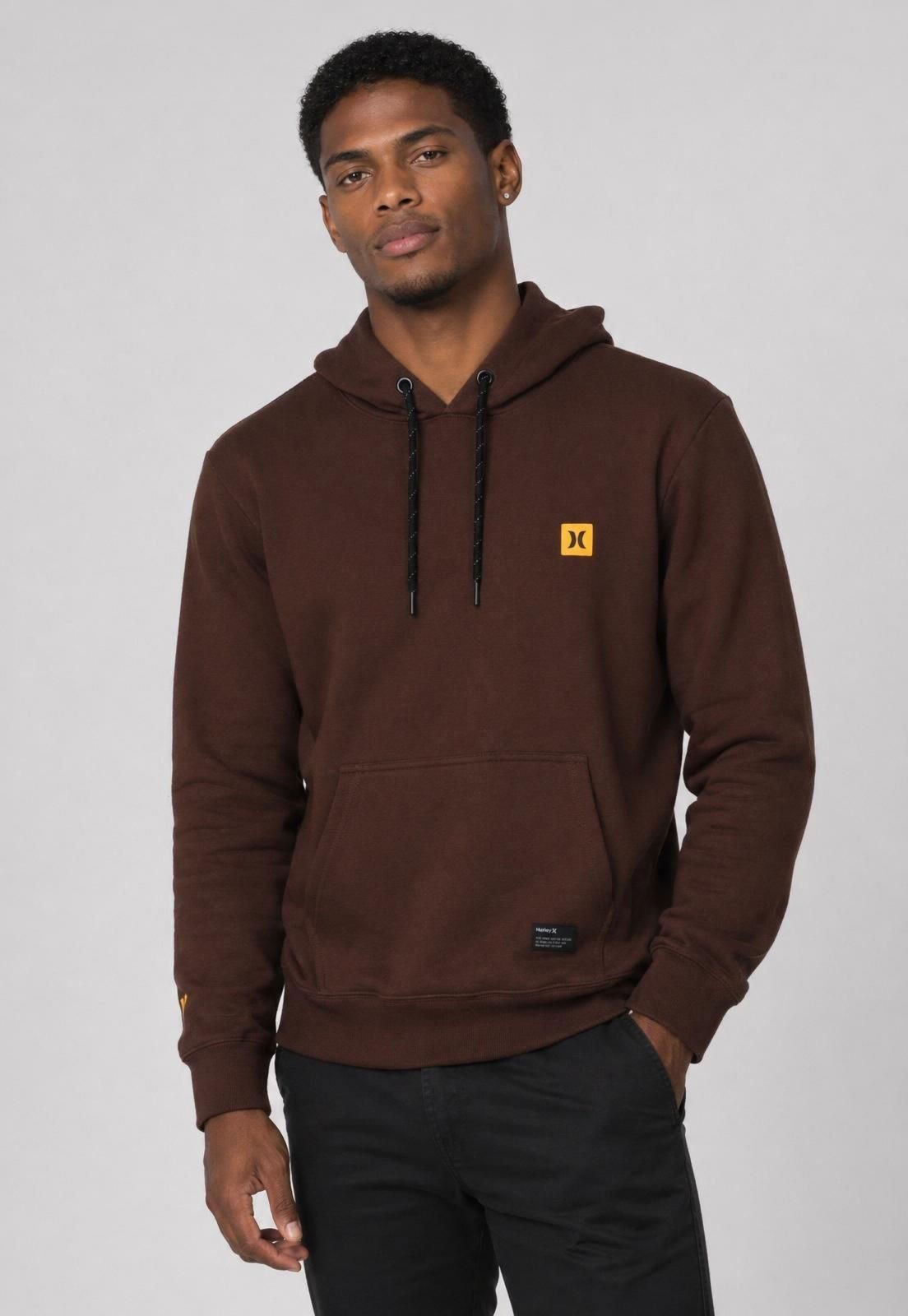 Blusa de Moletom Masculina Hurley Capuz Marrom