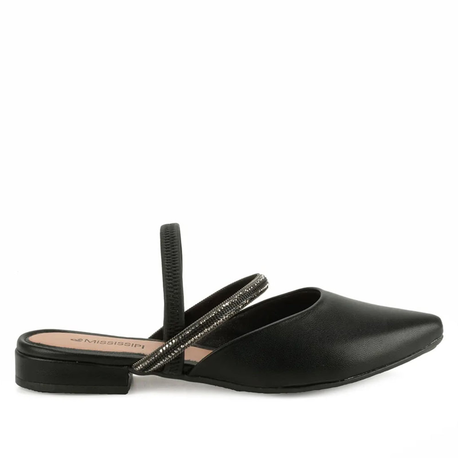 Sapato Mississipi Solado Baixo de Brilho Preto