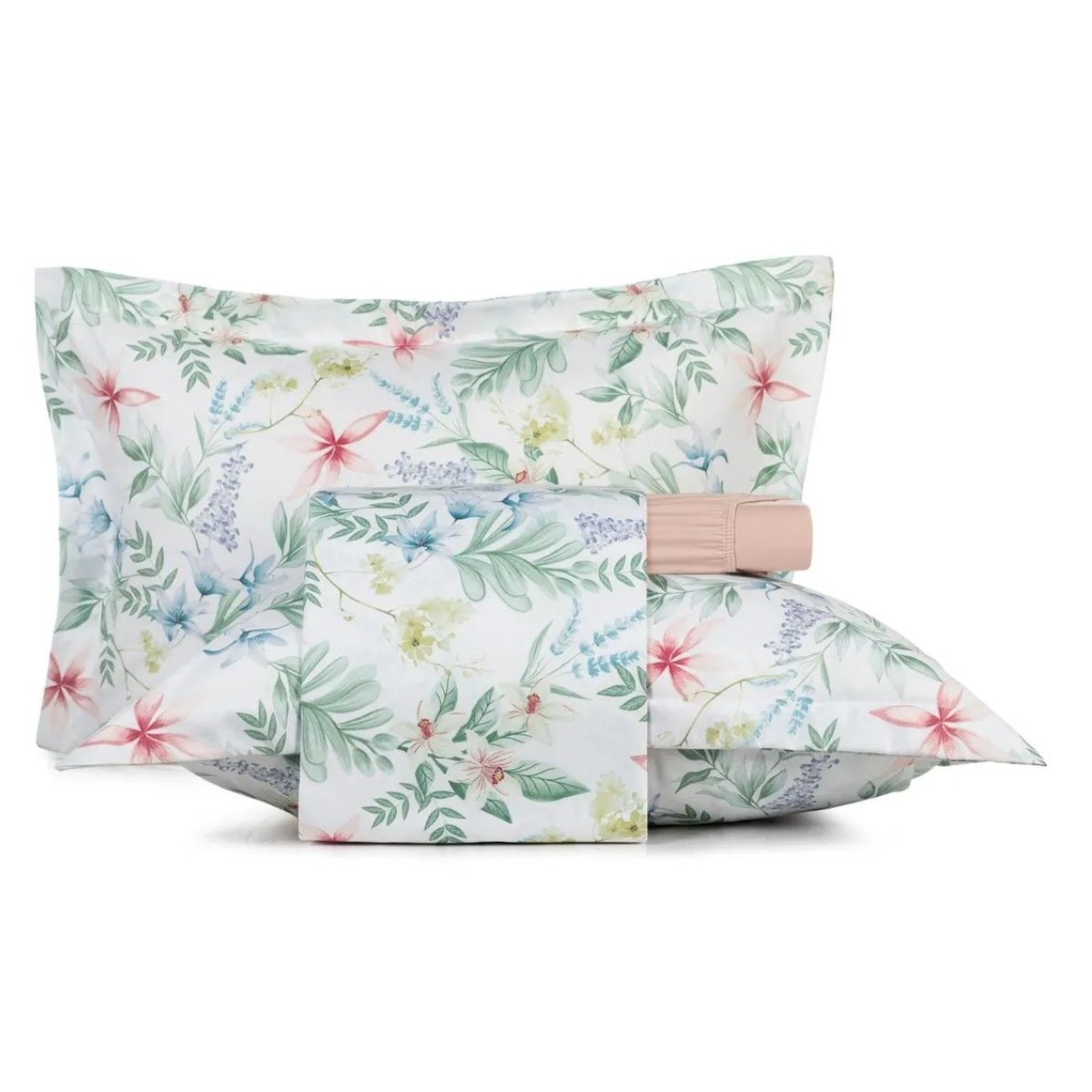 Jogo Cama Queen Altenburg Toque Acetinado Florado Branco
