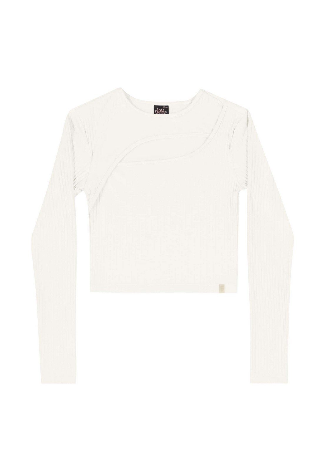 Infantil - Blusa Manga Longa Juvenil em Ribana Canelada Gloss Off-White