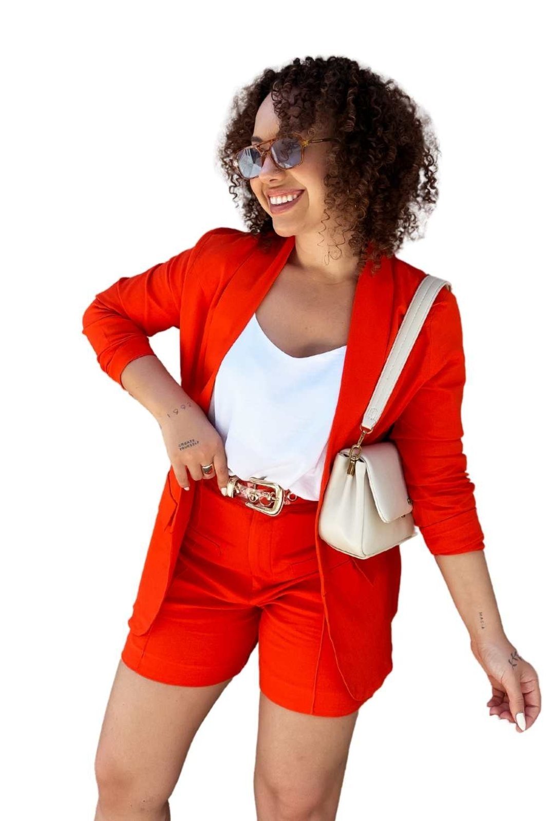 Short Vanibele Linho Laranja