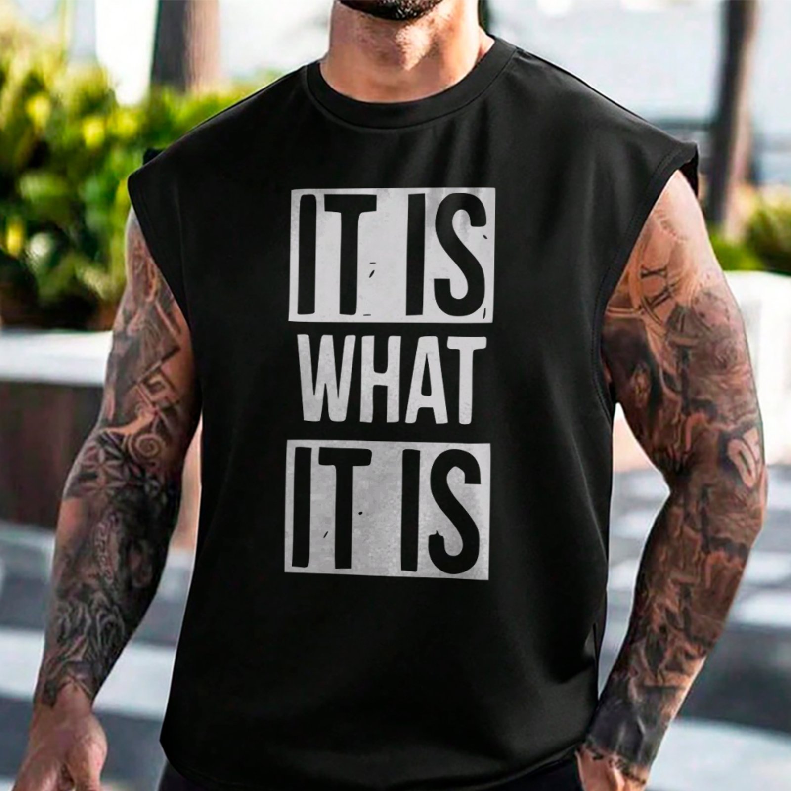 Camiseta Regata Machão It Is What It Is Streetwear Estilo Premium Preto