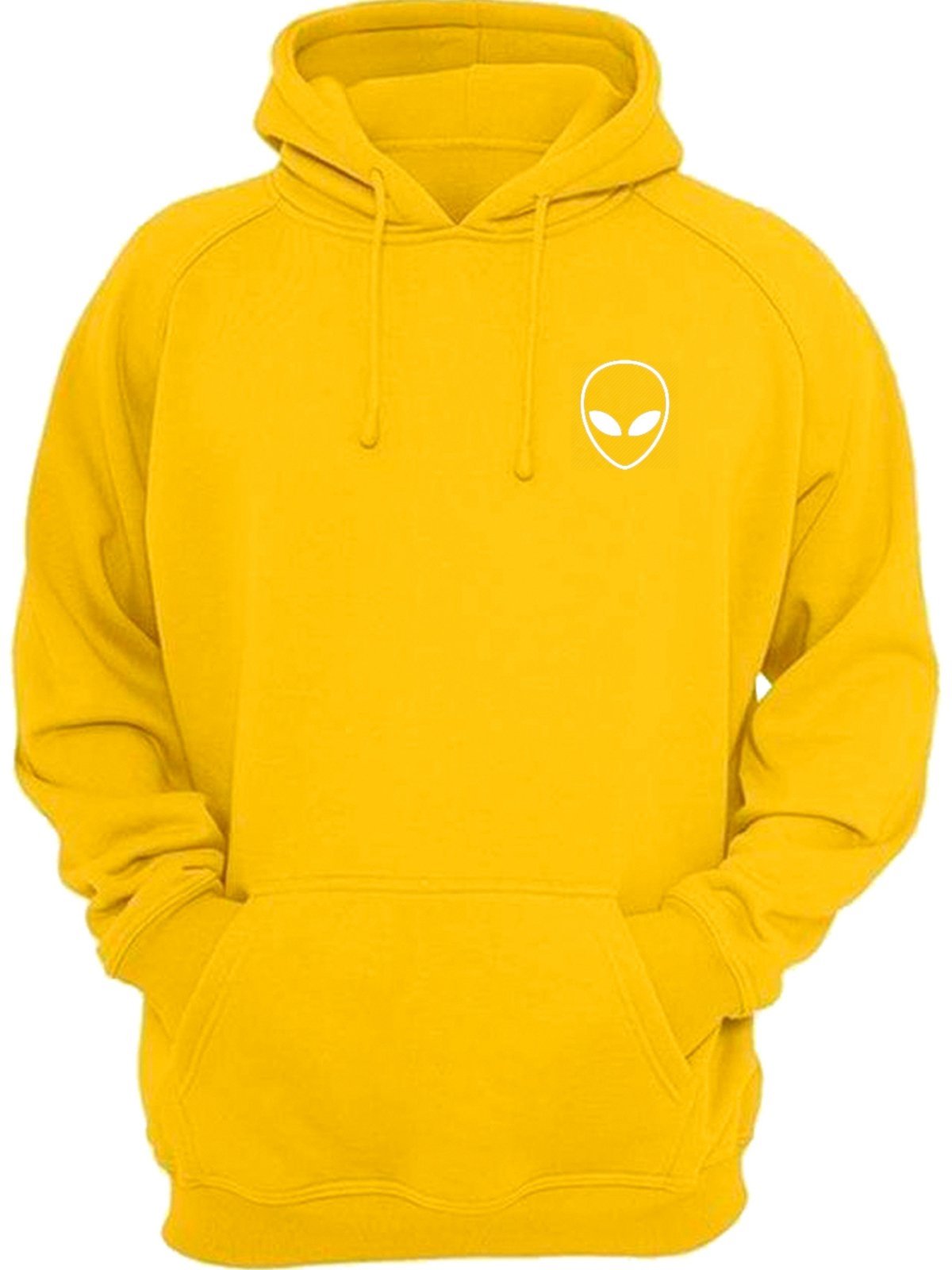Moletom Flanelado Feminino Blusa de Frio Fechado Urbania Moleton Masculino Amarelo estampa Alien Branco