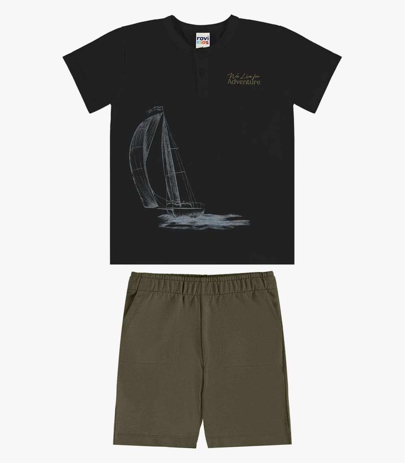 Infantil - Conjunto Camiseta Com Bermuda Rovi Preto