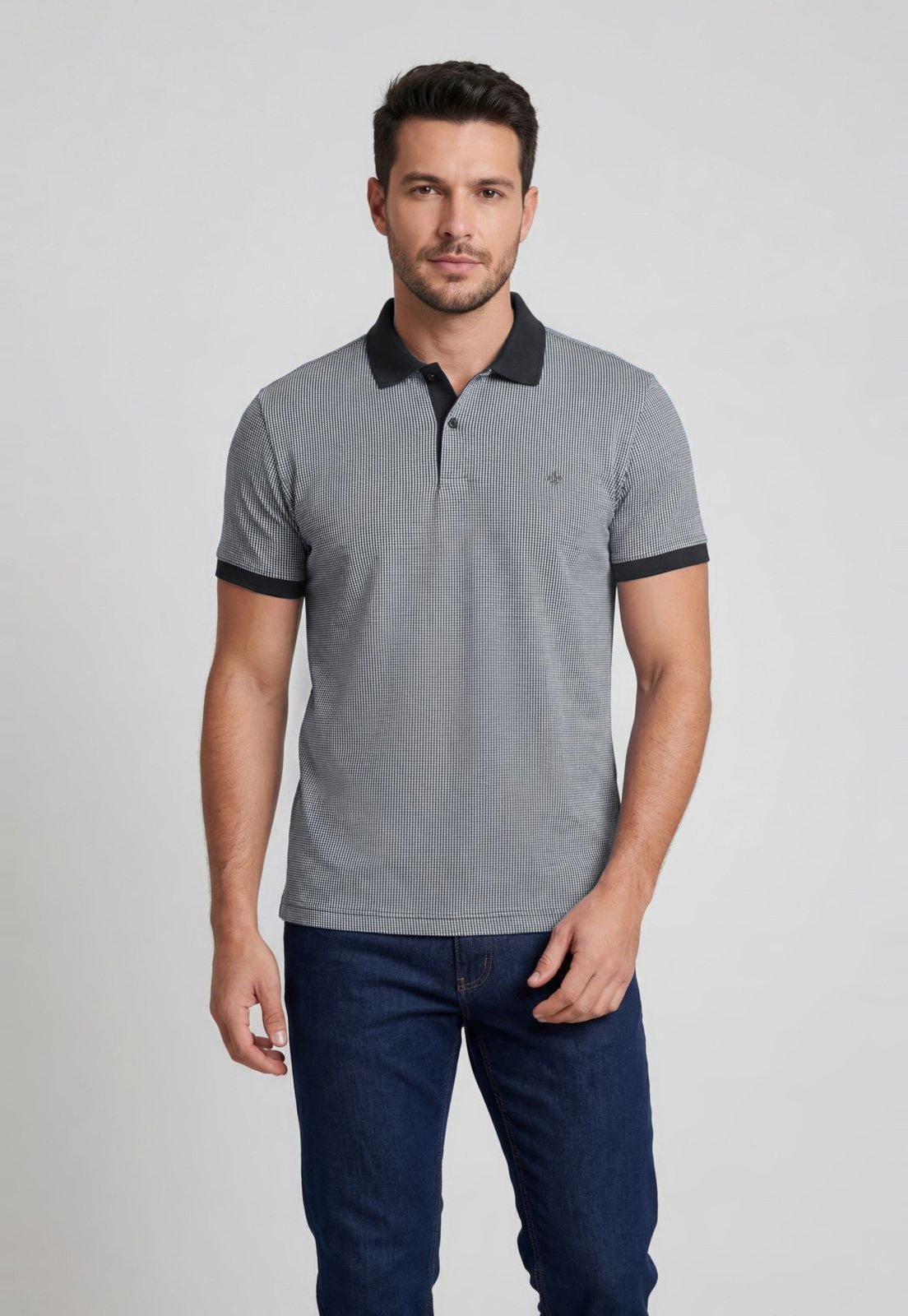Polo Masculina Dudalina Gola Clássica Preta
