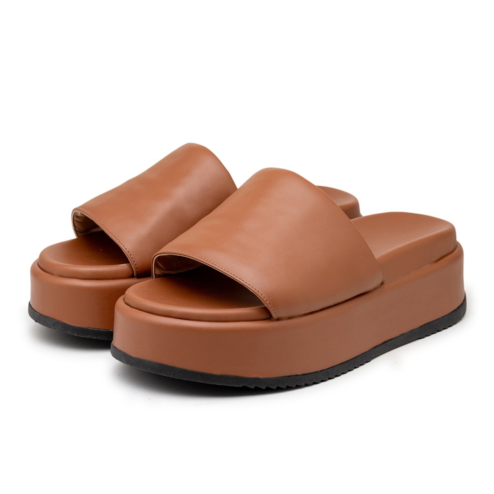 Sandália Feminina Tamanco Flatform 5300 Napa Caramelo