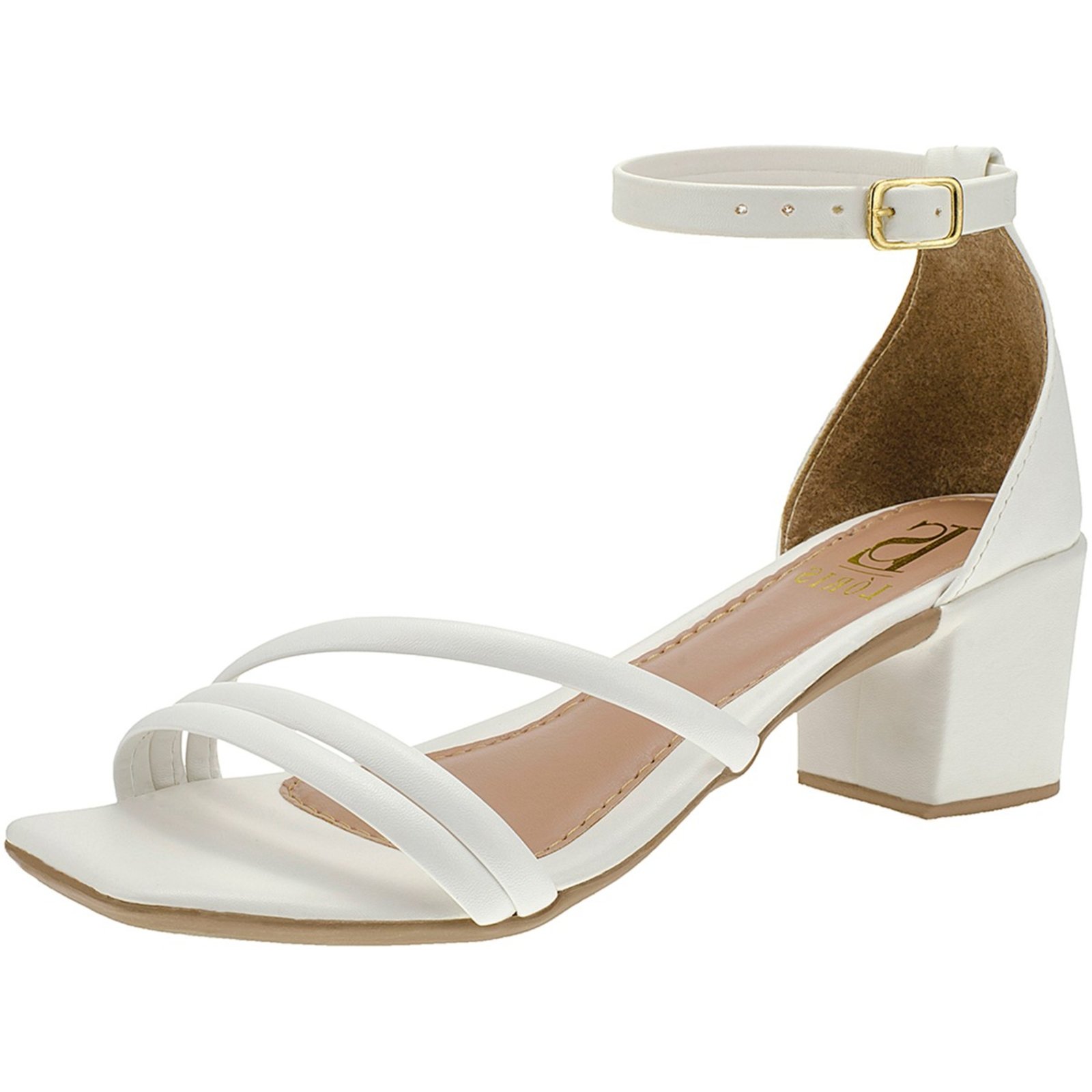 Sandálias Lóris Shoes Feminina 3 Tirinhas com Saltinho Social e Traseiro Fechado Branco 203-049