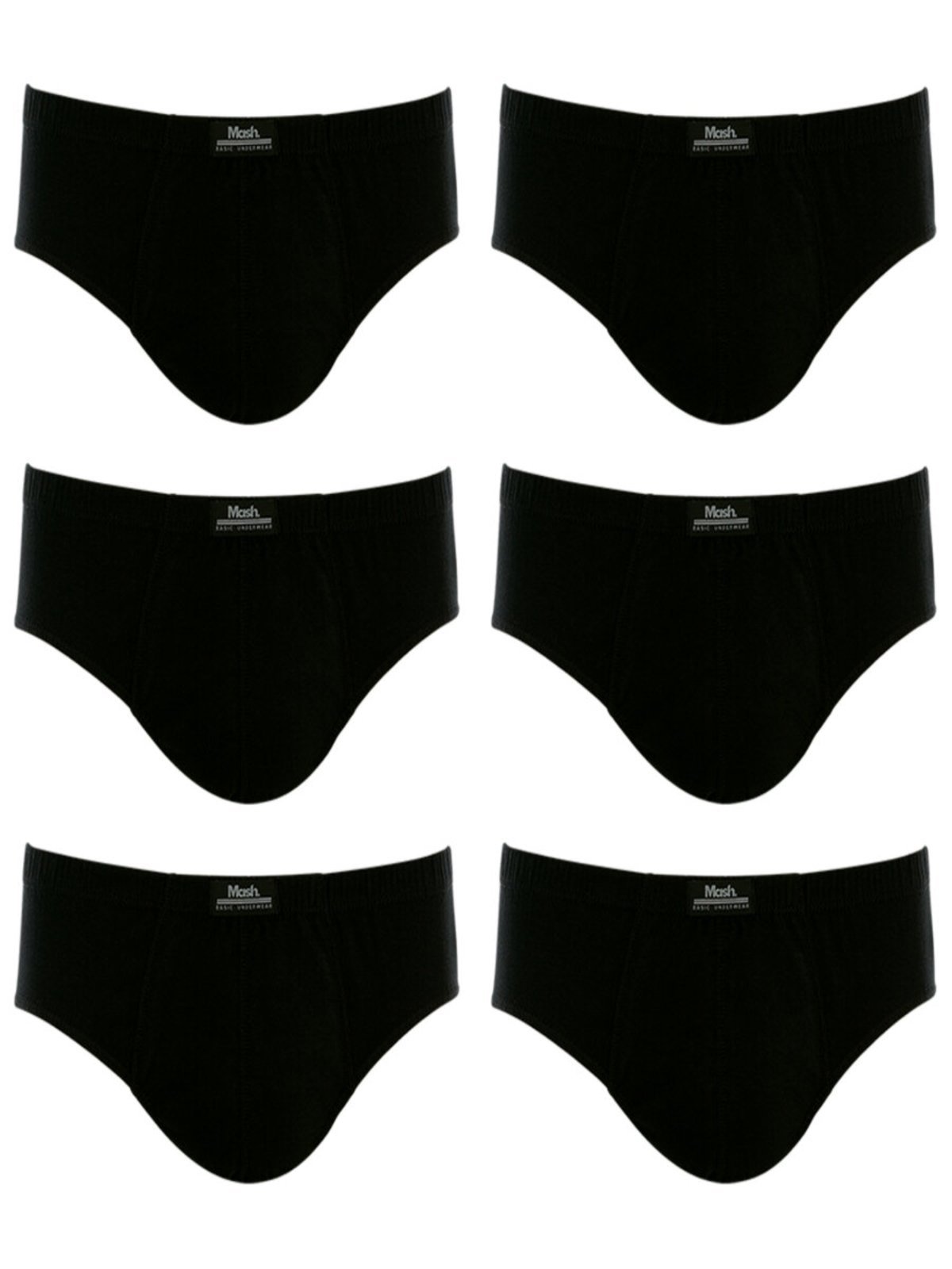 Kit/6 Cuecas Mash Slip 7458 Algodão Preta