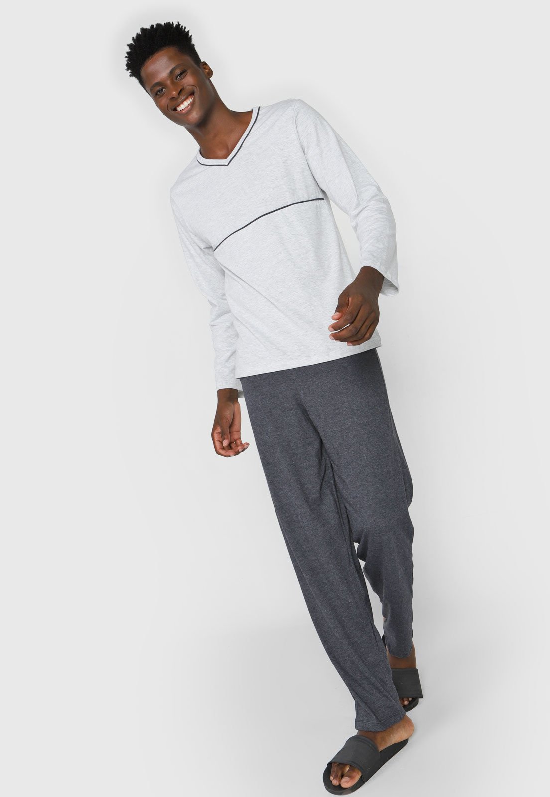 Pijama Hering Frisos Cinza