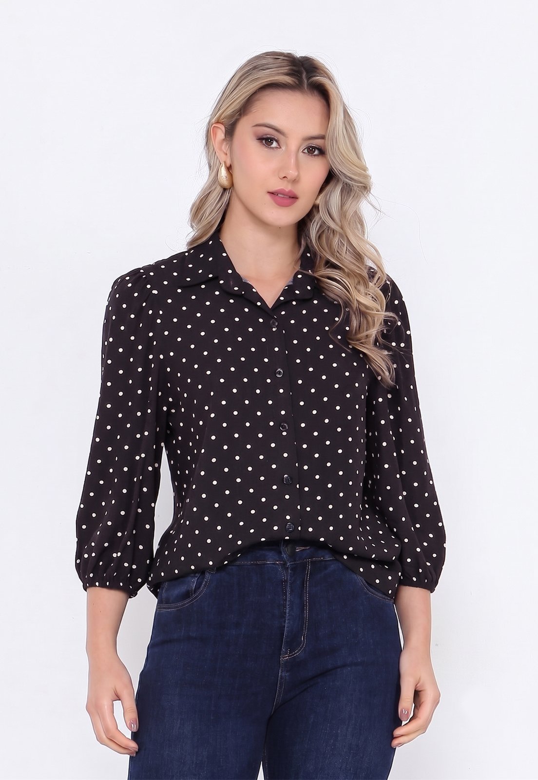 Camisa Intens Manga 3/4 Viscolinho Preto