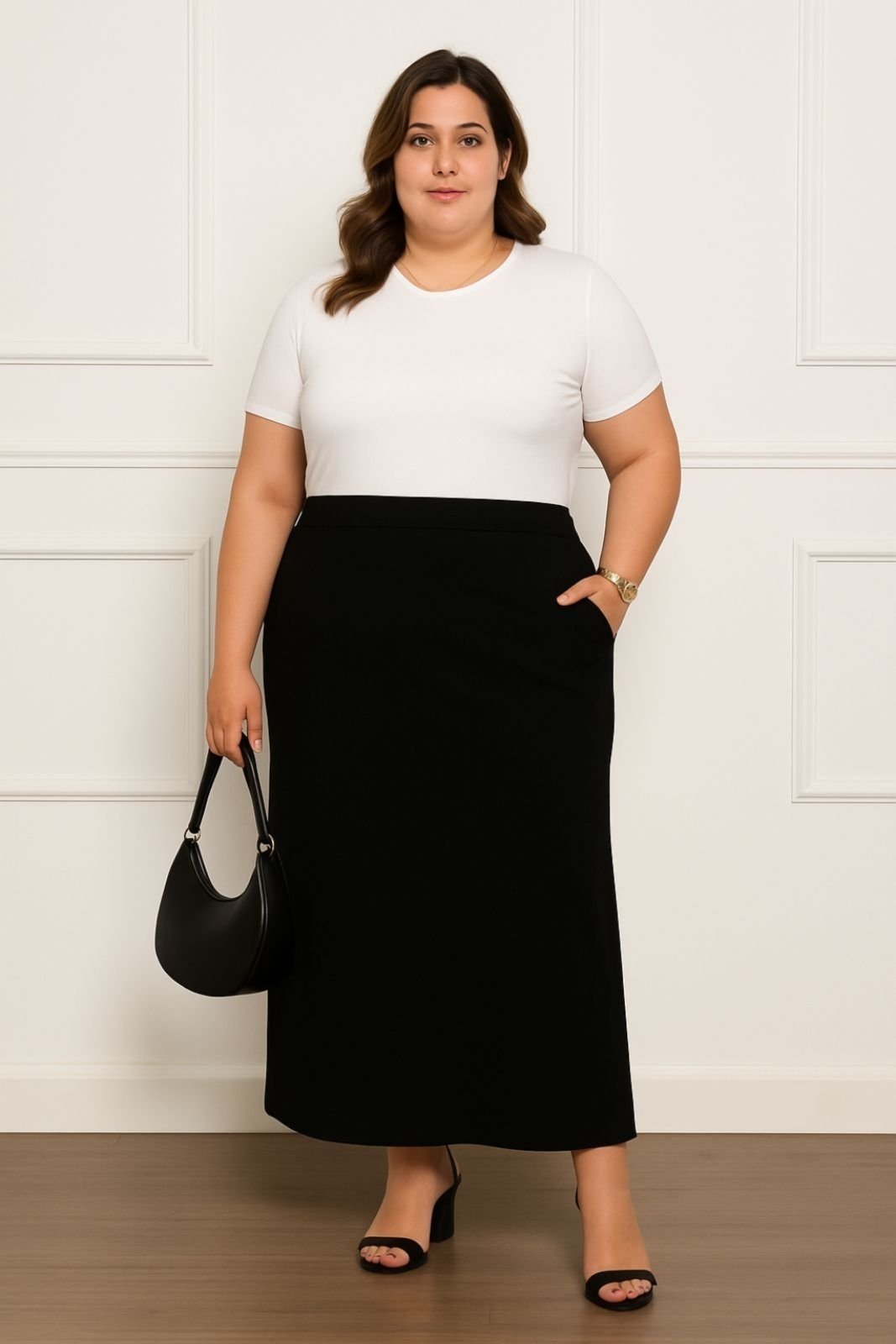 Saia Longa Feminina Viscolycra Zipituka Preta – Preto