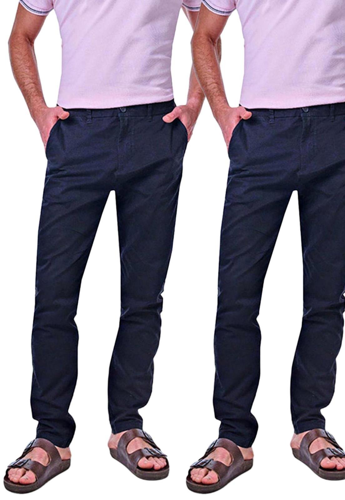 Kit 2 Calças Masculinas Chino Preto