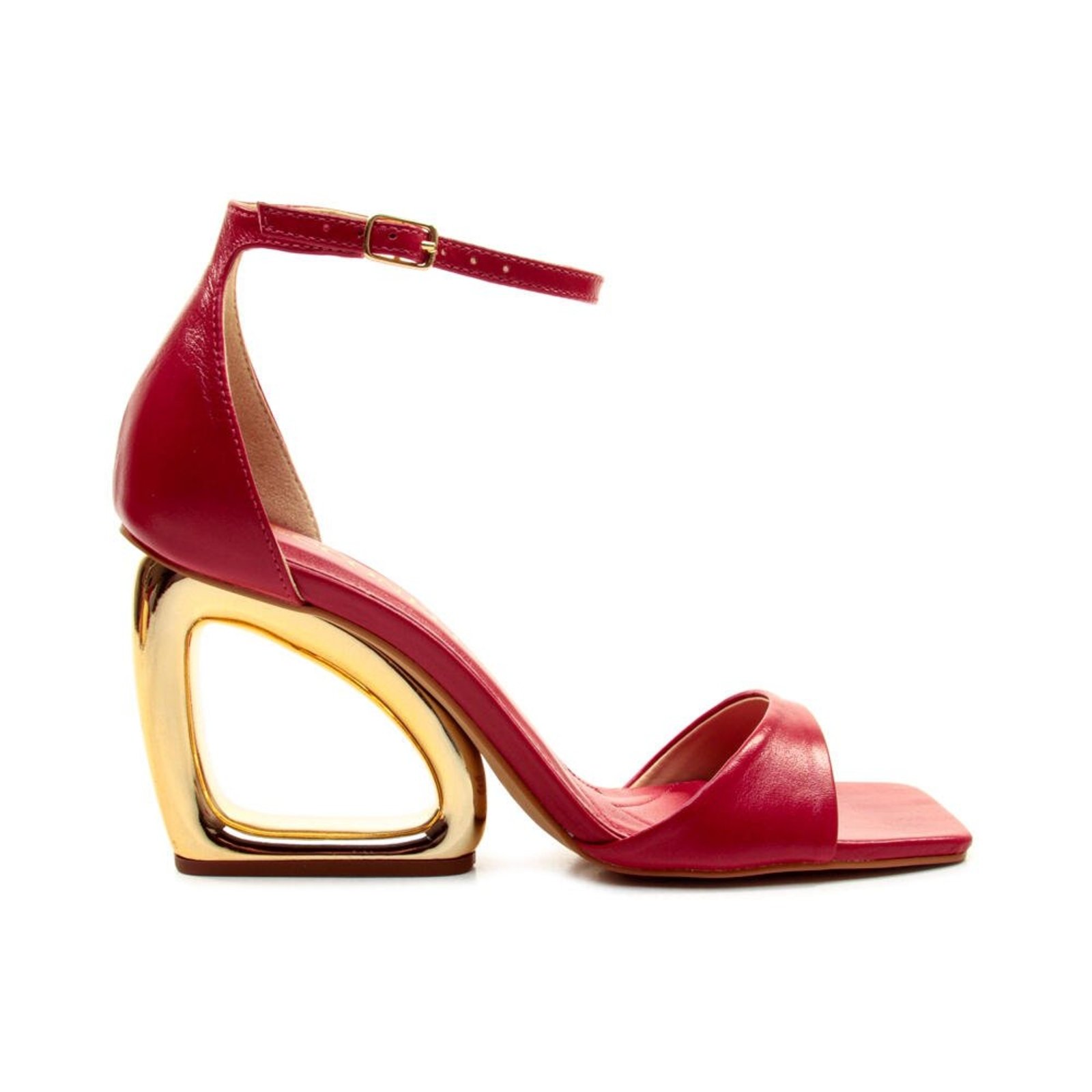 Sandália Couro Vermelho Salto Alto Cecconello 2192002-46