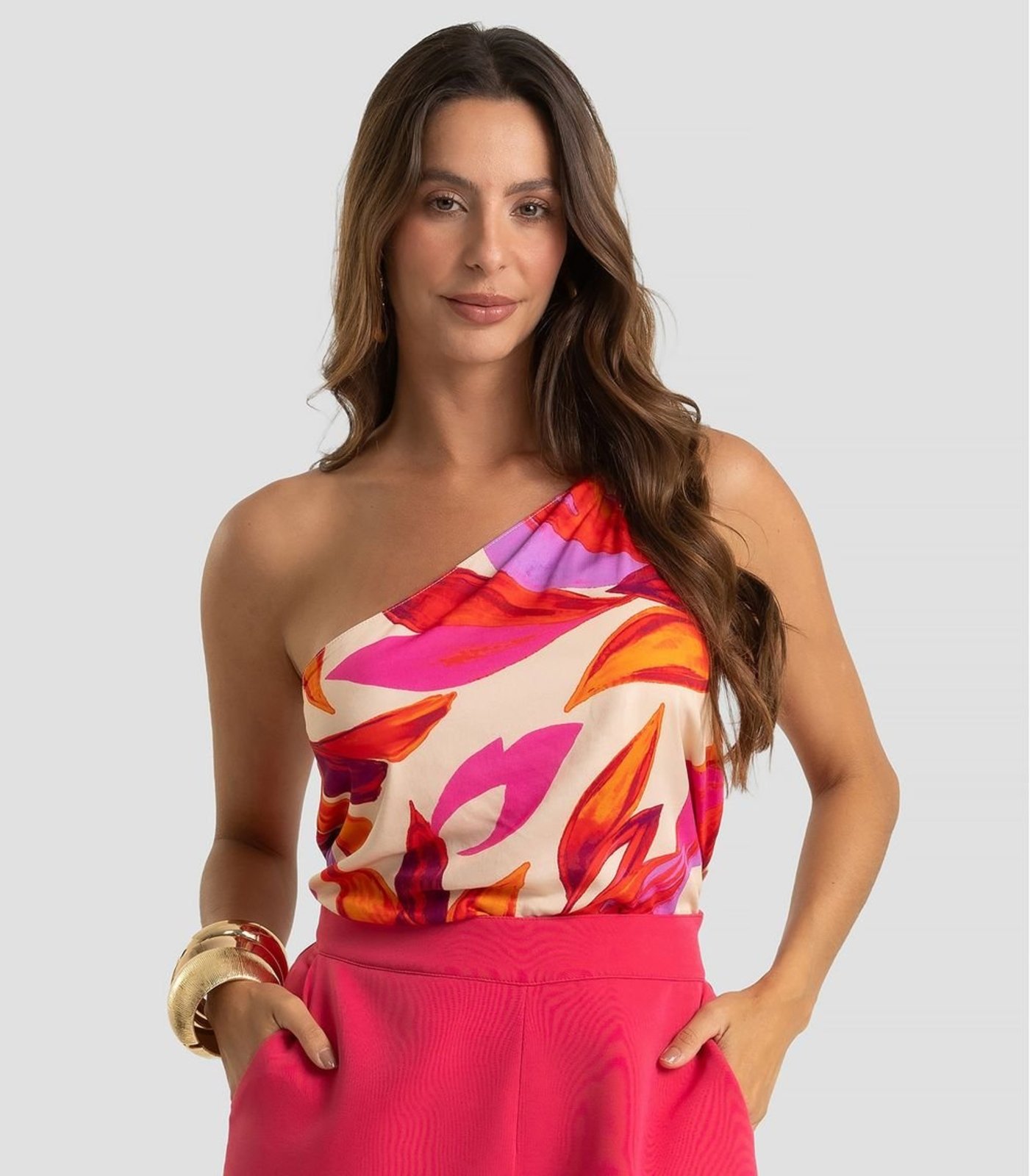 Regata Feminina Em Viscose Khyara Acetinada Dianna Laranja