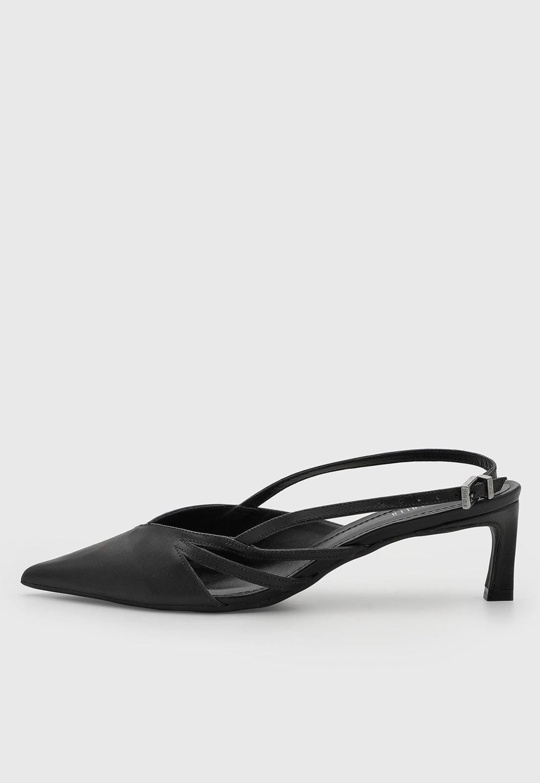 Scarpin Feminino Santa Lolla Couro Salto Baixo Preto