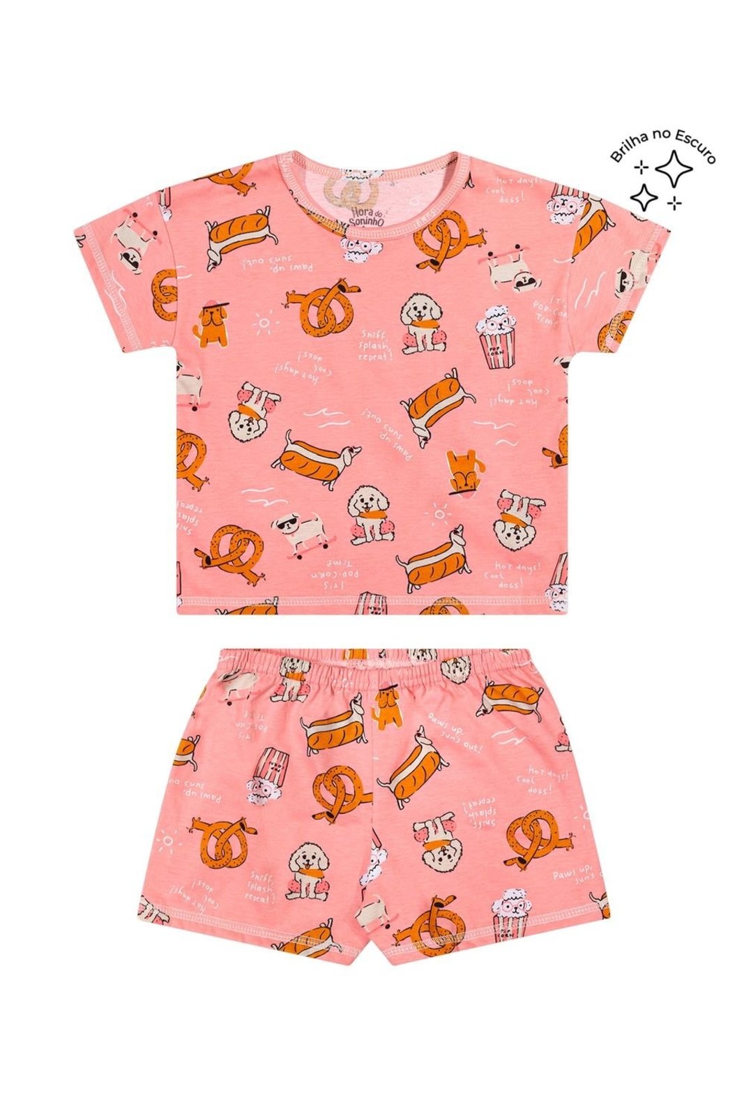 Pijama Curto Menina Cachorrinhos Elian Rosa