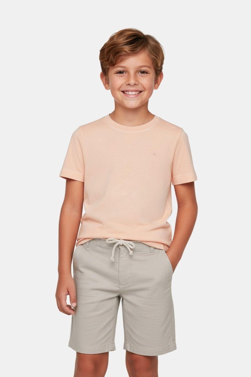 Vista 2 Infantil - Camiseta Aramis Manga Curta Stonada Salmão rosa Aramis rosa