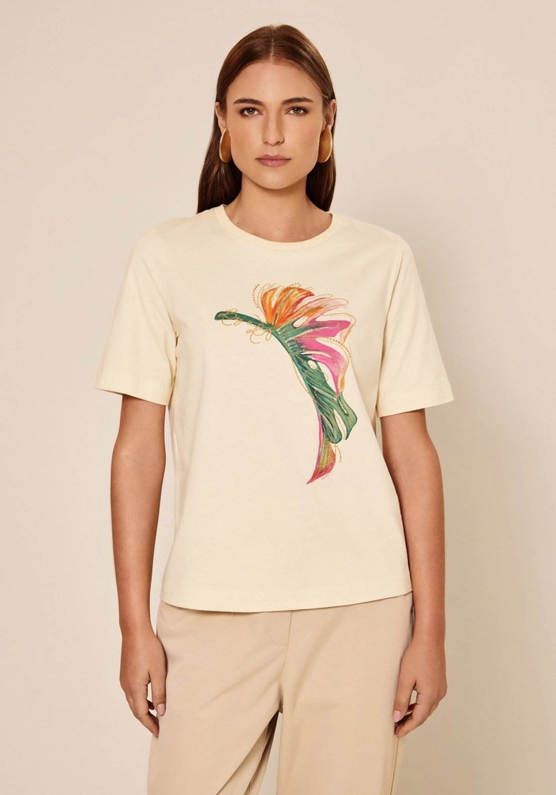 T-shirt Estampada Com Mangas Curtas