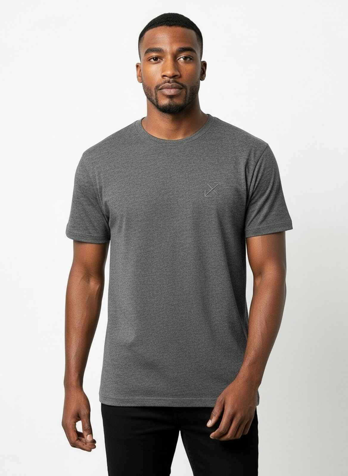 Camiseta lisa masculina reta manga curta com elastano 59016 - Cinza