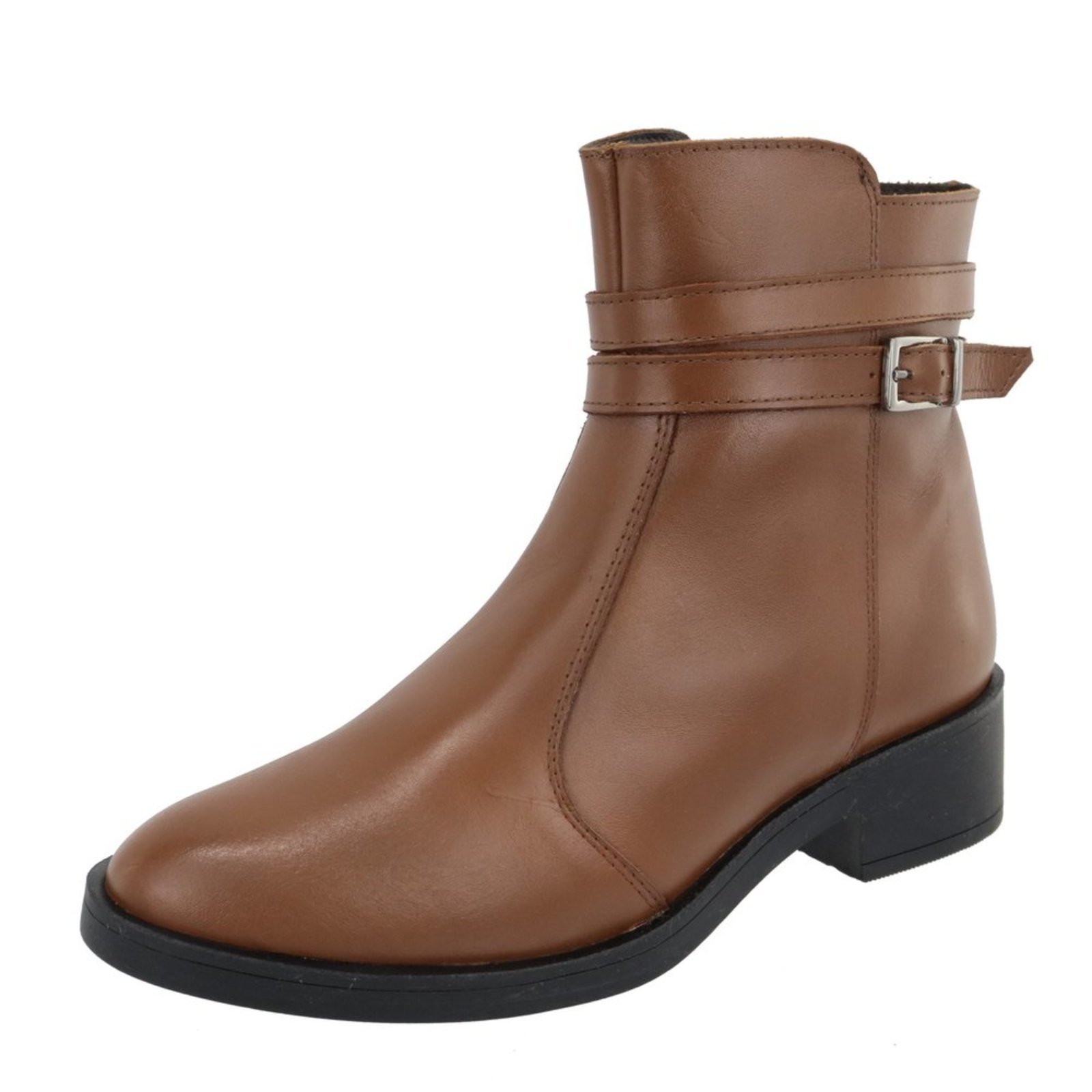 Bota em Couro Feminina Cano Curto Conhaque Fivela Lançamento Tellini Store
