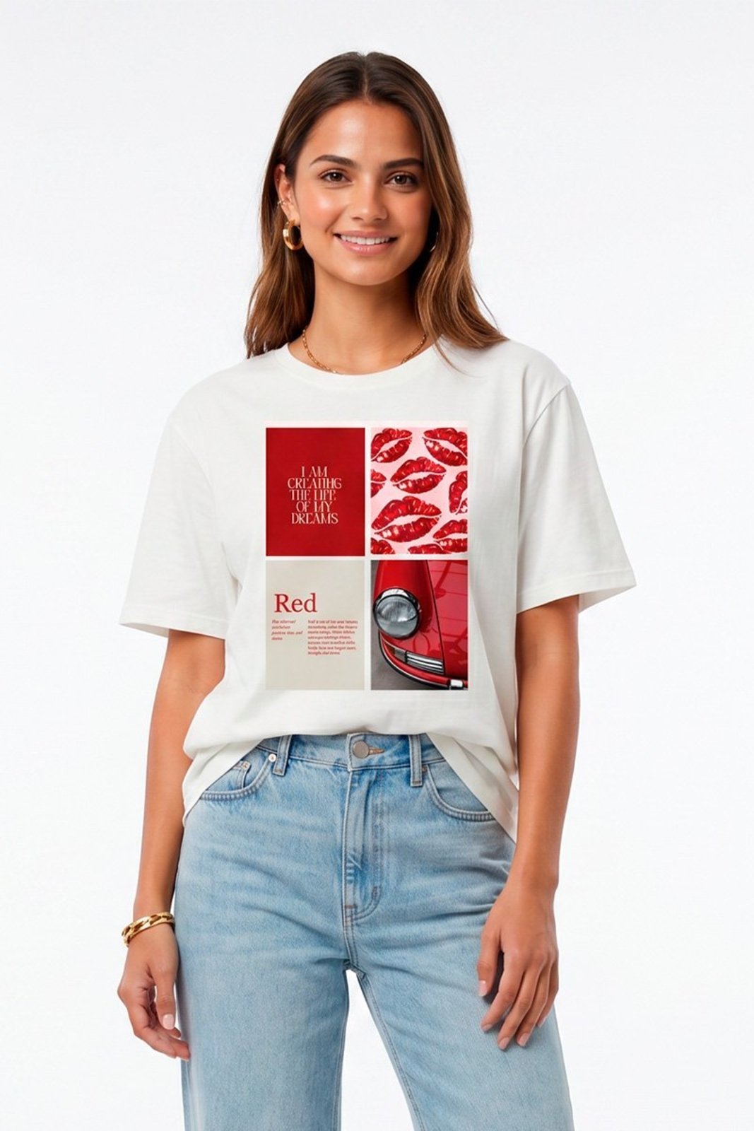 T-shirt Feminina Cianitas Off Estampa Red