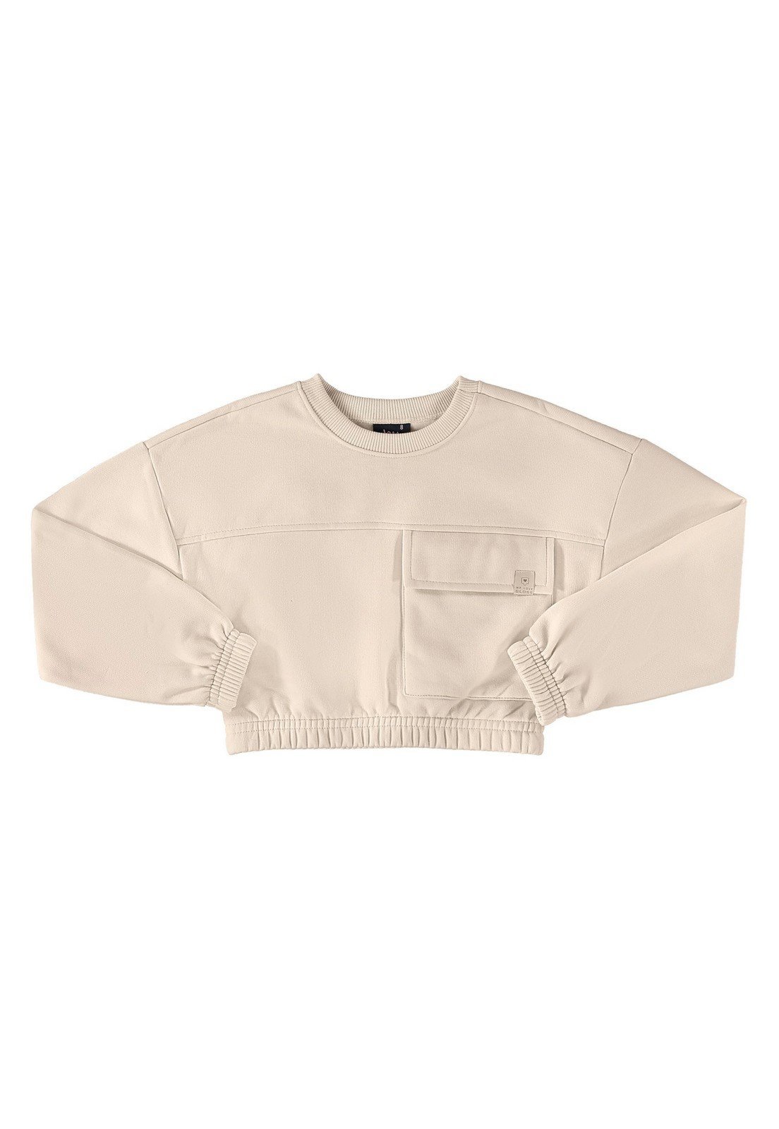 Infantil - Blusão Cropped Básico em Moletom Juvenil Gloss Bege