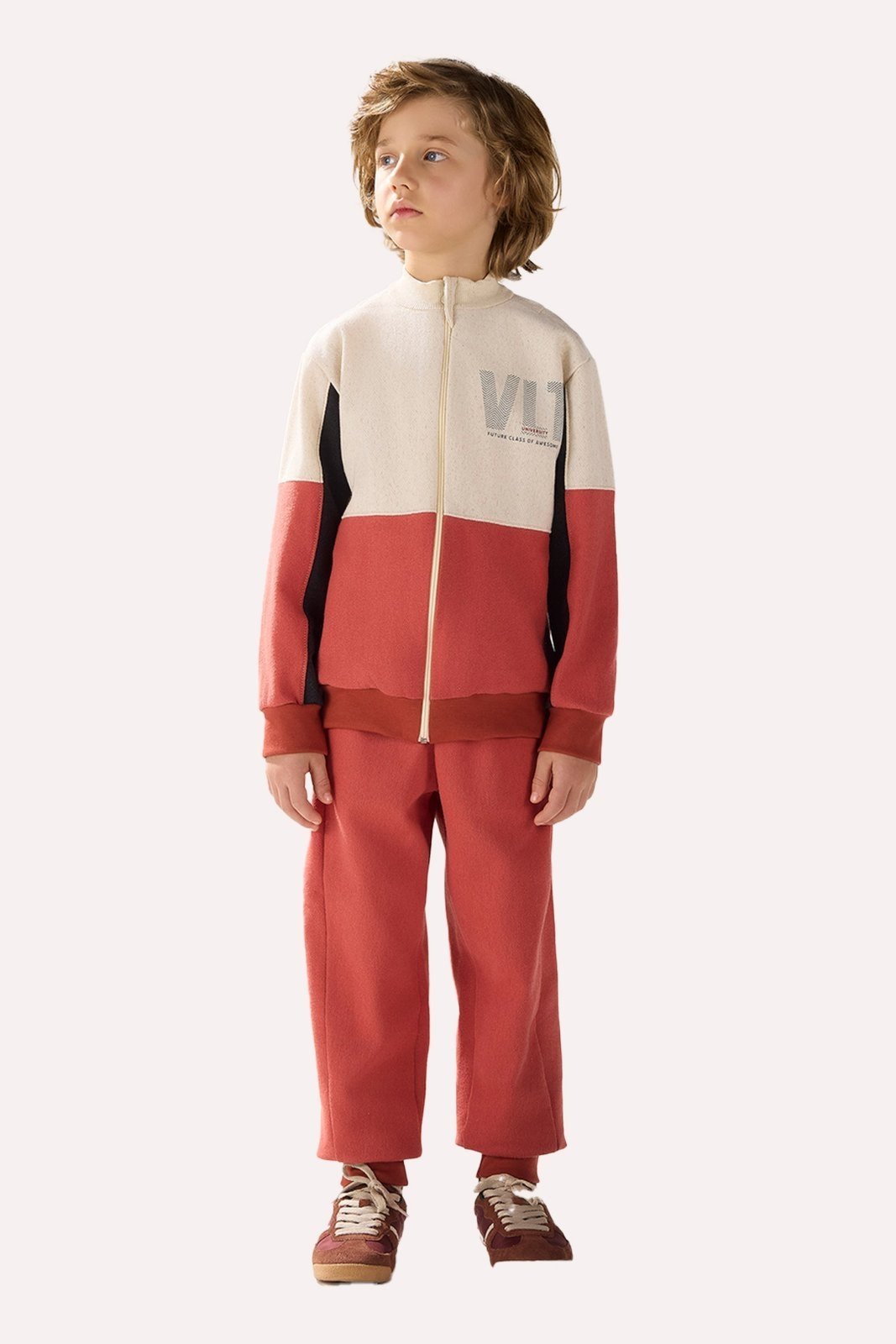 Infantil - Conjunto Terracota Jaqueta e Calça em Moletom Peluciado