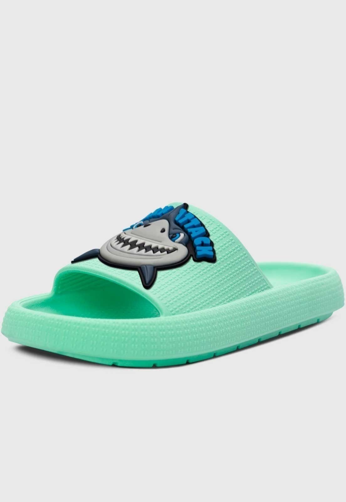 Infantil – Chinelo Estilo Nuvem Popidi Menino Tubarao Verde