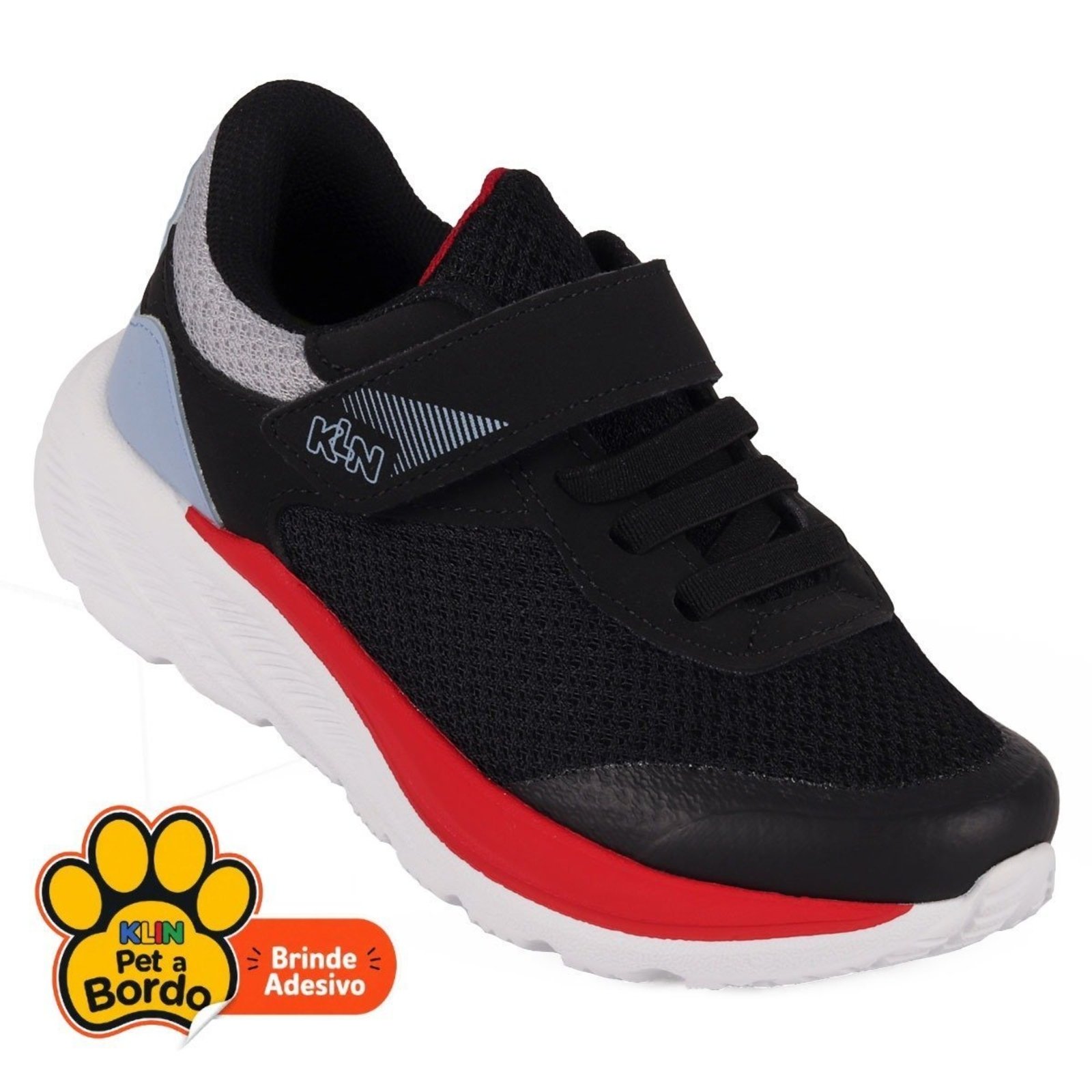 Infantil - Tênis Klin Flow Esportivo Escolar com Solado em EVA Leve - Preto/Vermelho