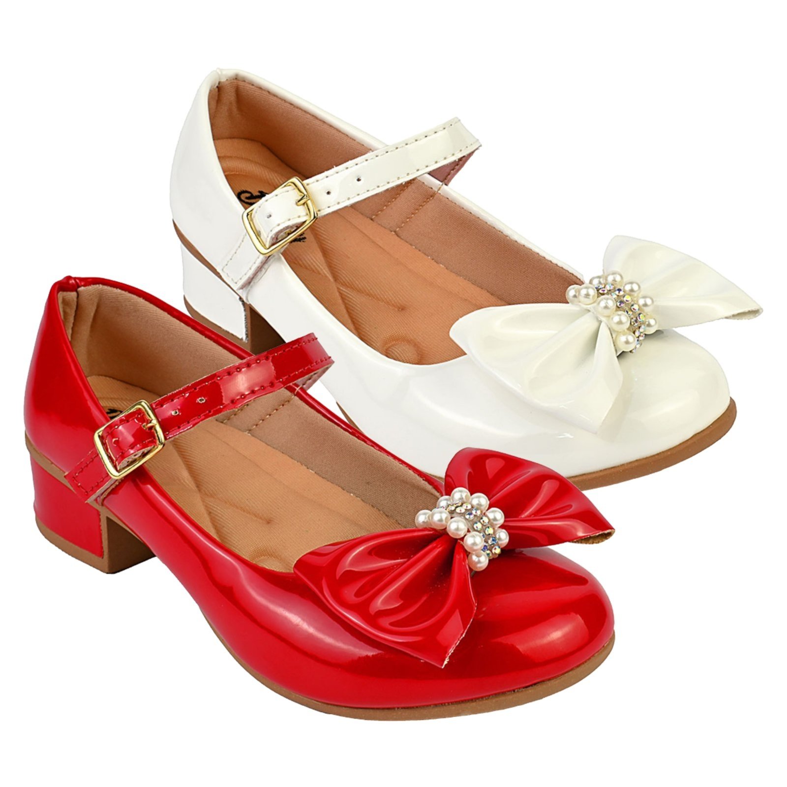 Infantil - Kit Com 2 Pares Sapatilha Feminina De Menina Boneca Do 28 Ao 36 101 - BRANCO E VERMELHO 503
