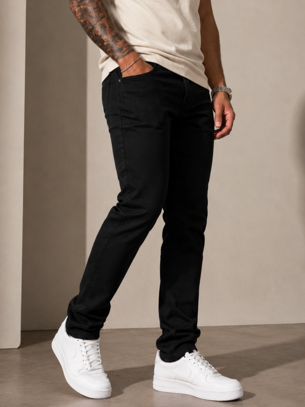 Calça Jeans Masculina Purple Jeans Slim Fit Premium Stretch Conforto e Elegância Preto