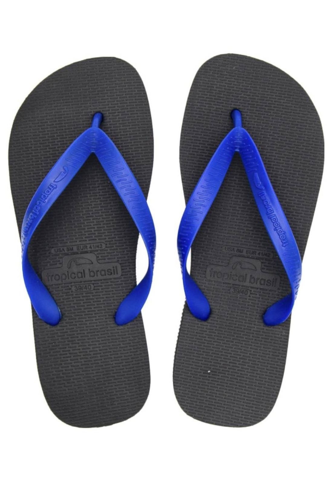 Chinelo Tropical Brasil Essencial Flip Flop Preto Com Azul