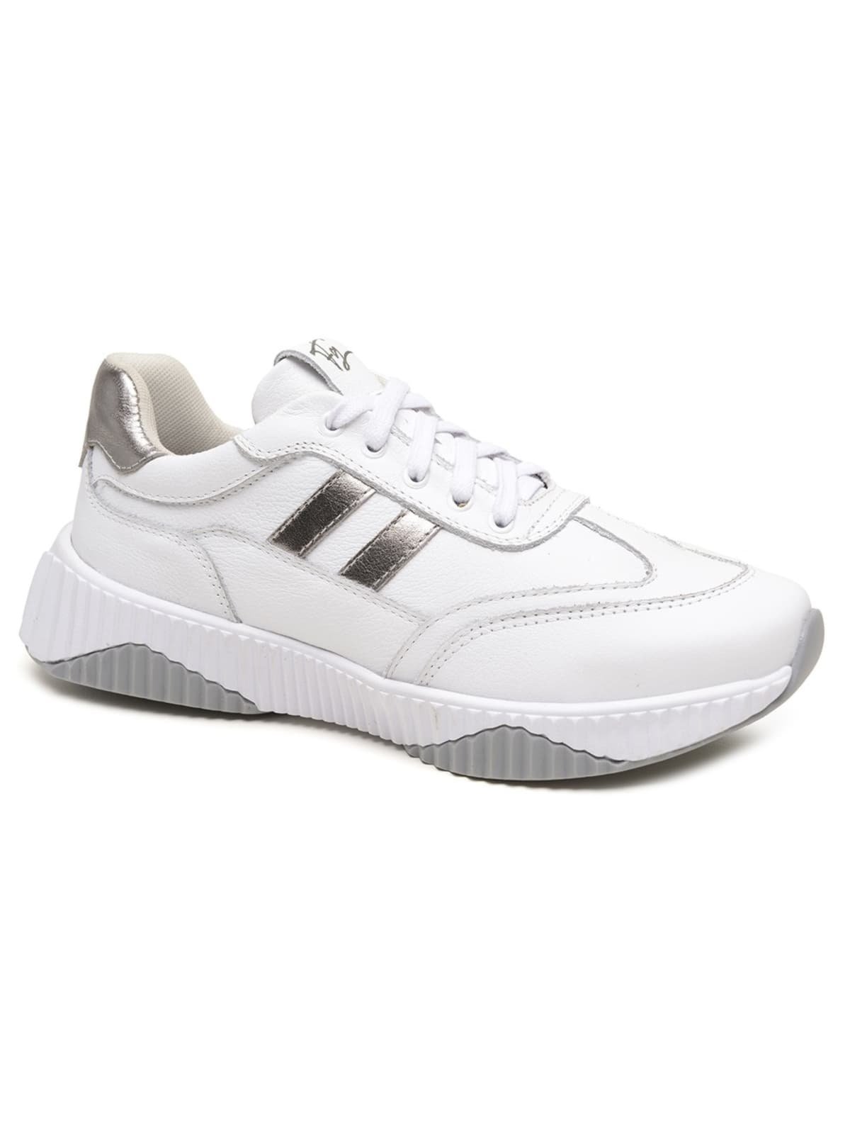 Tênis Chunky Feminino Couro Legítimo Sola Alta Conforto Leve Branco