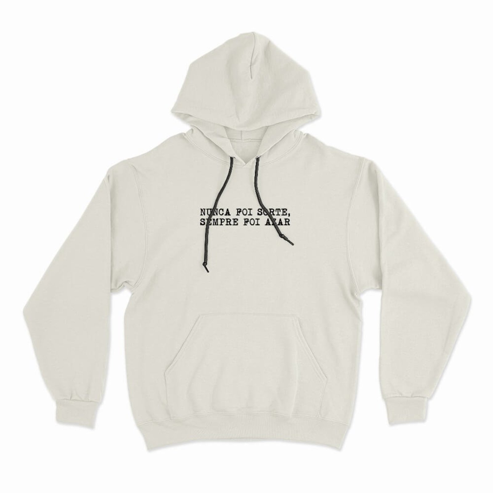 Moletom Com Capuz Nunca Foi Sorte - Off White - Casual - Studio Geek