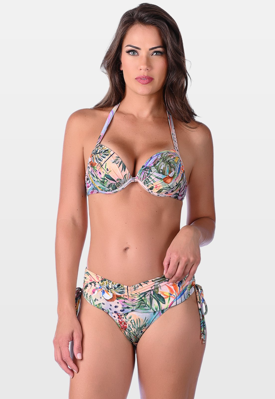 Biquíni Summer Soul Franzido Com Bojo e Aro Cintura Baixa Tropical Nude
